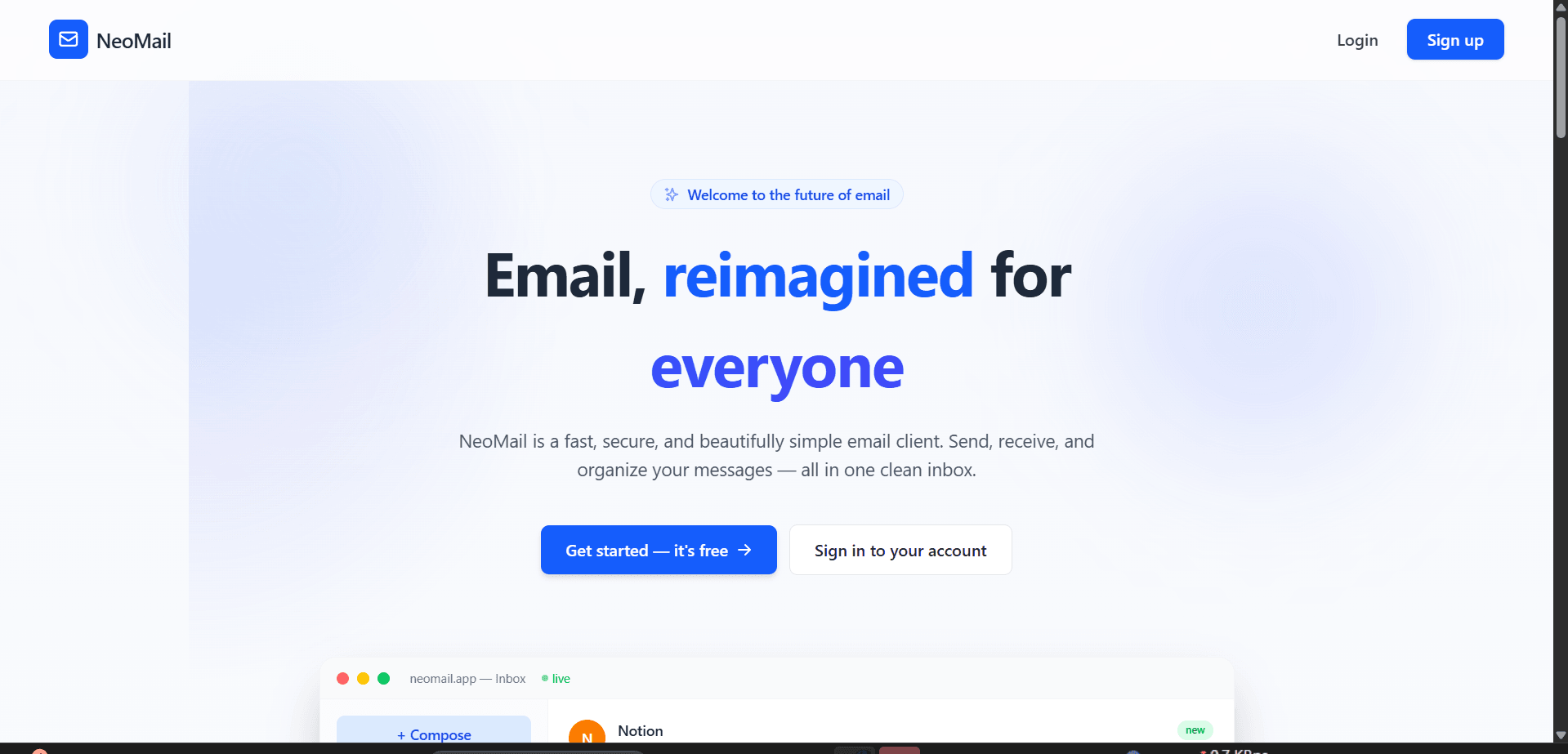 NeoMail — uses a MongoDB TTL index for message expiry